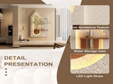 Adjustable 3-Color LED Sandstone Wall Decor with Simulated Green Plants - 3D Art Sculpture, Glass W2700P313032