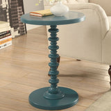 Teal Round Wooden Side Table B062P185709