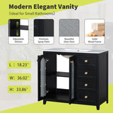 36-inch bathroom vanity with two soft close doors, adjustable shelves and three drawers N729P184710B