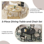 ZUN 5-Piece Multifunctional Dining Table Set, Farmhouse Dining Set with Extendable Round Table,Two Small 37815934