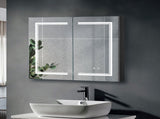 LED Bathroom Wall Cabinet, Double Door Bathroom Mirror Cabinet, Black 60402434