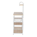 ZUN Light Beige Kitchen Baker's Rack Utility Storage Shelf 35.5" Microwave Stand 4-Tier 3-Tier Shelf for 89863865