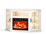 White Corner Fireplace TV Cabinet, 109.5*51*81.3cm, Embossed Particle Board 48588388
