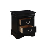 Solid Pine Nightstand with 2 Drawers in Black Finish B016P253275