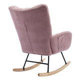 ZUN Rocking Chair Pocket, Soft Teddy Fabric Rocking Chair for Nursery, Comfy Wingback Glider Rocker W137294659