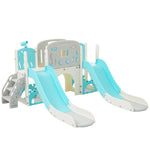 ZUN Kids Slide Playset Structure 8 in 1, Freestanding Ocean Themed Set with Slide, Arch N710P176322C