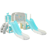 ZUN Kids Slide Playset Structure 8 in 1, Freestanding Ocean Themed Set with Slide, Arch N710P176322C