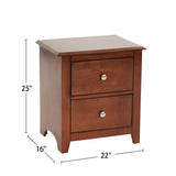 Selma Nightstand With 2 Drawers Storage In Cherry Finish SR014277