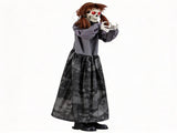 48" Animated Halloween Girl Doll Animatronic, Sound Activated Pop-Up Head with Light Up Red Eyes & 88428130