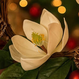 22" Christmas Wreath Creamy White Magnolia Elegant Holiday Door Decor, Indoor Outdoor Pinecone 52359282