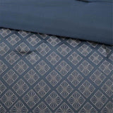 7 Piece Jaquard Comforter Set Navy King B03596959