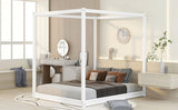 Queen Size Canopy Platform Bed with Support Legs,White WF293232AAK