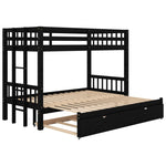 ZUN Twin over Pull-out Bunk Bed with Trundle, Espresso 88136488