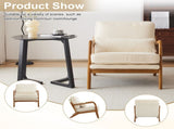 Low Arm Accent Chair - Off-White Corduroy Upholstered Indoor Lounge Chair, Compact Single Seater 07121818