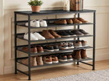 5-Tier Adjustable Shelf Shoe Rack, Fine Mesh Metal Shelves & Wooden Top, Freestanding Organizer for 54151813