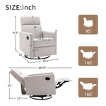 ZUN Modern Upholstered Rocker Nursery Chair Plush Seating Glider Swivel Recliner Chair, Tan 43718579