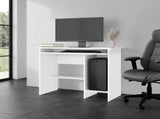 Koyuk Computer Desk with Sliding Keyboard Tray, Lower Storage Shelf and CPU Compartment, White B097P474288