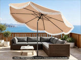 9 ft Boho Patio Umbrella with Tassel Fringe, 30&deg Tilt Outdoor Market Umbrella with Crank & Vent, 48853017