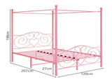 Metal Canopy Bed Frame with Vintage Style Headboard & Footboard, Easy Assembly All Parts Included, W840P465779