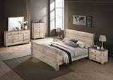 Imerland Contemporary White Wash Finish Bedroom Set with King Sleigh Bed, Dresser, Mirror, Two T2574P201817