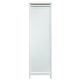 ZUN Bedroom Storage Wardrobe with Hanging Rods and 2 Drawers and Open Shelves,Sliding Door,White 56629304