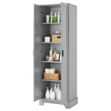 Storage Cabinet with Two Doors for Bathroom, Office, Adjustable Shelf, MDF Board, Grey N725P181207E