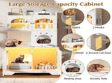 3-Tier Cat Litter Box Enclosure with Storage Cabinet, Hidden Cat Washroom Furniture with Fluted N704P490436K
