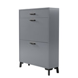 ZUN Shoe Storage Cabinet for Entryway, Free Standing Shoe Organizer with 2 Flip Drawers, Hidden Shoe 69360491