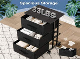 3 Drawers Rolling Fabric Dresser Mobile Nightstand Storage Cabinet with Wheels, Black 09281130