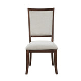 Traditional Dining Side Chairs Set of 2pc, Cherry Finish Wooden Beige Upholstered Seat Formal Chairs B011P309916