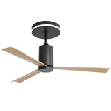 52 Inch Modern Flush Mount Ceiling Fan with led light and Remote Control, 3 ABS Blades Noiseless W882P195911