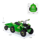 6V Kids Electric ATV, Toddler Ride on Car with Trailer, Music, Bluetooth Power Display for Boys W2181P164287