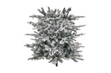 ZUN 6 FT Snow Flocked Pre-lit Artificial Christmas Tree with Metal Pot Stand, Hinged Xmas Fir Tree with 36426356