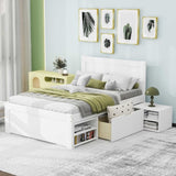 Twin Size Platform Bed With Drawer And Two Shelves, White N709P214182K