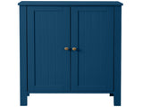 Navy Blue Painted MDF Bathroom Tall Cabinet with Vertical Ribbing, Double Doors, 23.6*11.8*31.5in 90175278