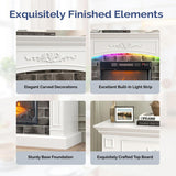 43" Shaker White Fireplace Media Console, Single Mantel with RGB Lights for 18" Fireplace Insert 58783641