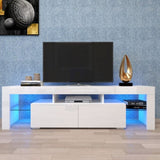 Modern White TV Stand, 20 Colors LED TV Stand w/Remote Control Lights W33131188