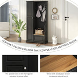 ON-TREND Stylish Design Hall Tree with Flip-Up Bench, Minimalist Hallway Shoe Cabinet with WF304223AAB