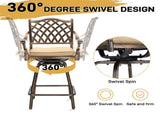 Outdoor Swivel Bar Stools Set of 2, Cast Aluminum Patio Bar Height, All-Weather Bar Dining 06373311