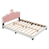 Full size Upholstered Princess Bed With Crown Headboard,Full Size Platform Bed with Headboard and N733P180808K
