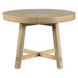 ZUN TREXM Farmhouse Round Extendable Dining Table with 16" Leaf Wood Kitchen Table WF291263AAE