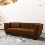 ZUN WKS13 Mid-century modern style: camel sofa simple, small square design, velvet fabric texture W2085P173260