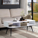Rectangular Coffee Table with 1 Storage Drawer, White and Black B016P312874