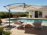 10FT Round Banana Hanging Patio Umbrella with 18 LED Lights, 6 Iron Ribs, Iron Straight & Curved 42956804