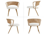 Wicker dining chairs - 4-piece set - Farmhouse soft padded cane back kitchen chair with sponge W3590P453802