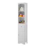 ZUN Tall Bathroom Cabinet, Freestanding Storage Cabinet with Drawer, MDF Board, Adjustable Shelf, White 18363202