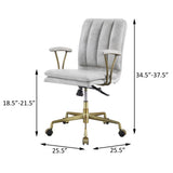 ZUN Vintage White and Chrome Swivel Office Chair B062P186452