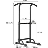 ZUN Power Tower Workout Dip Station Pull Up Bar, Height Adjustable Multi-Function Dip Stand for Home Gym 10184145