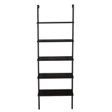 ZUN 5-Shelf Wood Ladder Bookcase with Metal Frame, Industrial 5-Tier Modern Ladder Shelf Wood 64446382