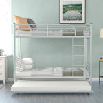 ZUN Twin-Over-Twin Metal Bunk Bed With Trundle,Can be Divided into two beds,No Box Spring needed ,White 47074765